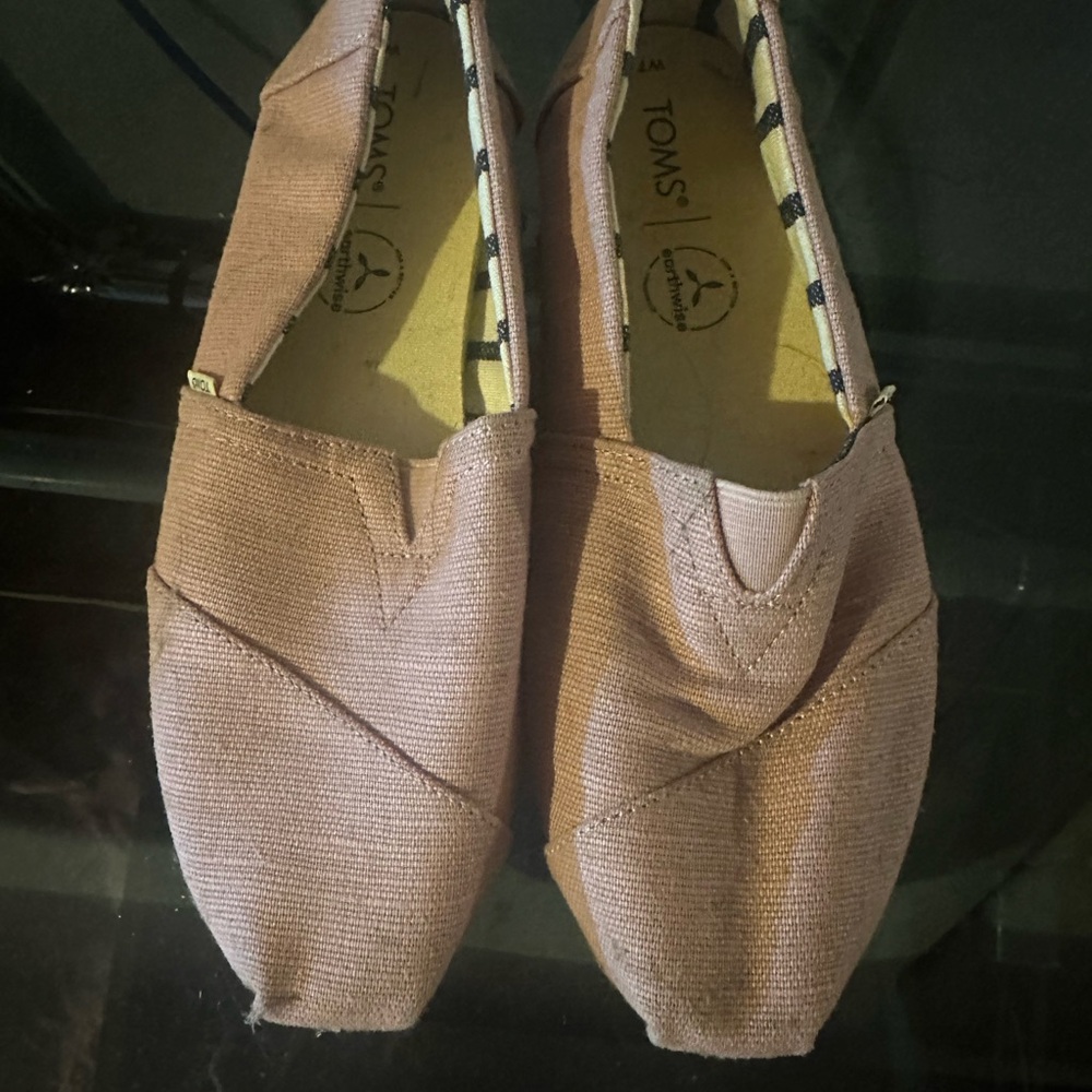 Toms Tan Canvas Flats with Elastic Gore